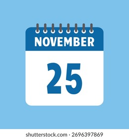 Noviembre 25 Calendario Icono Vector Página Mes Diseño