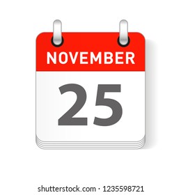 November 25 date visible on a page a day organizer calendar