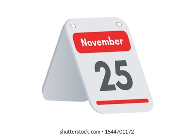 November 25th calendar icon. Day 25 of month. Vector illustration.