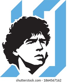 November 26, 2020: Footballer Diego Maradona stylized illustration