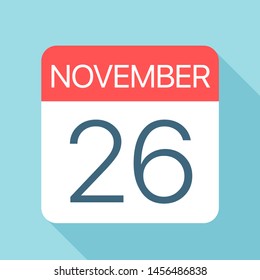November 26 - Calendar Icon - Vector Illustration
