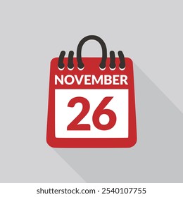 November 26 Calendar icon vector illustration.