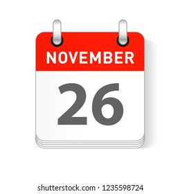November 26 date visible on a page a day organizer calendar