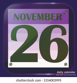 November 26  icon. For planning important day. Banner for holidays and special days. Twenty-sixth of November icon. Vector  Illustration.