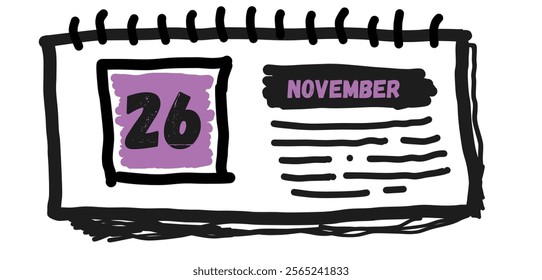 November 26th: Calendar Day, Date, Month, Autumn, Fall, Year, Schedule, Planning, Time Management, Reminder