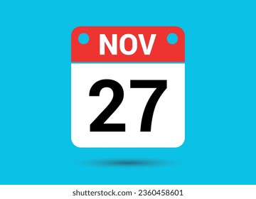 27. November 27 Kalenderdatum flaches Symbol Tag 27 Vektorgrafik