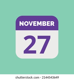 November 27 Calendar Date Icon