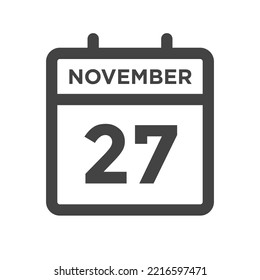 November 27 Calendar Day or Calender Date for Deadline or Appointment