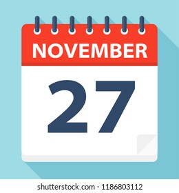 November 27 - Calendar Icon - Vector Illustration