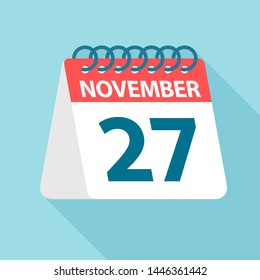 November 27 - Calendar Icon - Vector Illustration