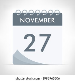 27 de noviembre - Icono del calendario - Ilustración del vector. Calendario gris.