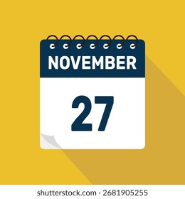 27 de novembro calendário ícone vetor ilustração com design