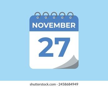 Recordatorio del calendario del 27 de noviembre. Icono de calendario diario del 27 de noviembre Plantilla. Calendario 27 Noviembre icon Plantilla de diseño. Ilustración vectorial
