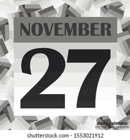 November 27  icon. For planning important day. Banner for holidays and special days. November twenty-seventh icon. Vector Illustration in black and white colors.