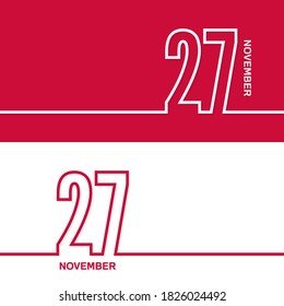 27. November. Set von Vektorvorlagenbannern für Kalender, Ereignisdatum.