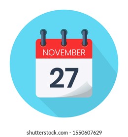 November 27. Vector Daily Calendar icon Date And Month, Day, Season