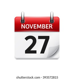 November  27. Vector flat daily calendar icon. Date and time, day, month. Holiday.