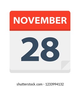 November 28 - Calendar Icon - Vector Illustration