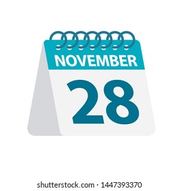 November 28 - Calendar Icon - Vector Illustration