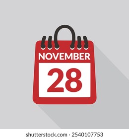 Noviembre 28 Ilustración vectorial de iconos de calendario.