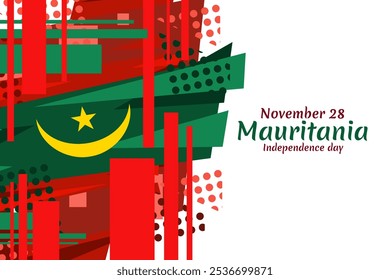 28 de noviembre, Día de la Independencia de la Ilustración vectorial de Mauritania. Conveniente para la tarjeta de felicitación, el cartel y el Anuncio.