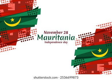 28 de noviembre, Día de la Independencia de la Ilustración vectorial de Mauritania. Conveniente para la tarjeta de felicitación, el cartel y el Anuncio.