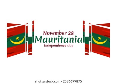 28 de noviembre, Día de la Independencia de la Ilustración vectorial de Mauritania. Conveniente para la tarjeta de felicitación, el cartel y el Anuncio.