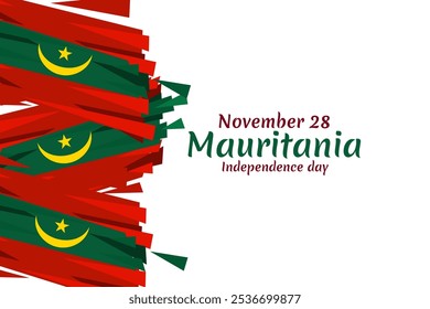 28 de noviembre, Día de la Independencia de la Ilustración vectorial de Mauritania. Conveniente para la tarjeta de felicitación, el cartel y el Anuncio.