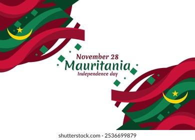 28 de noviembre, Día de la Independencia de la Ilustración vectorial de Mauritania. Conveniente para la tarjeta de felicitación, el cartel y el Anuncio.