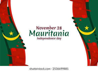 28 de noviembre, Día de la Independencia de la Ilustración vectorial de Mauritania. Conveniente para la tarjeta de felicitación, el cartel y el Anuncio.