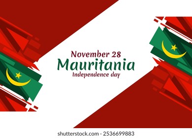 28 de noviembre, Día de la Independencia de la Ilustración vectorial de Mauritania. Conveniente para la tarjeta de felicitación, el cartel y el Anuncio.