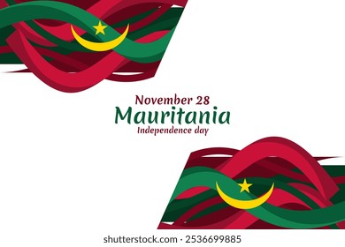 28 de noviembre, Día de la Independencia de la Ilustración vectorial de Mauritania. Conveniente para la tarjeta de felicitación, el cartel y el Anuncio.