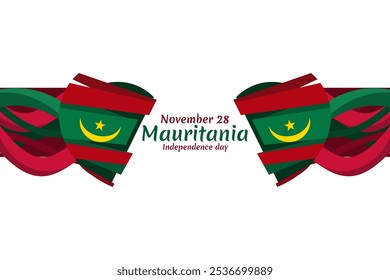 28 de noviembre, Día de la Independencia de la Ilustración vectorial de Mauritania. Conveniente para la tarjeta de felicitación, el cartel y el Anuncio.