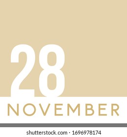 November 28th Minimal Calendar Neutral Color. Vector illustration