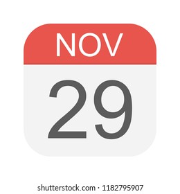 November 29 - Calendar Icon - Vector Illustration