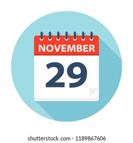 November 29 - Calendar Icon - Vector Illustration