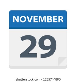 November 29 - Calendar Icon - Vector Illustration