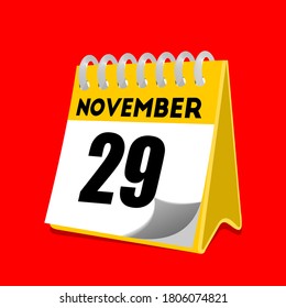 Icono del calendario 29 de noviembre ilustración vectorial