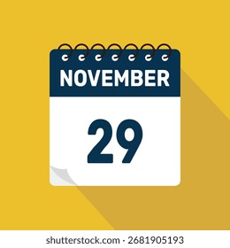 November 29 Kalender-Symbol, Vektorgrafik mit Design