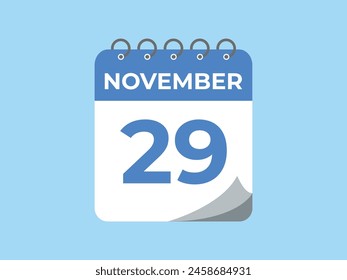 November  29 calendar reminder. 29 November  daily calendar icon template. Calendar 29 November  icon Design template. Vector illustration
