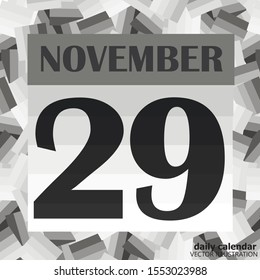 November 29  icon. For planning important day. Banner for holidays and special days. Twenty-ninth of november icon. Vector Illustration in black and white colors.