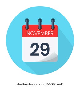 November 29. Vector Daily Calendar icon Date And Month, Day, Season