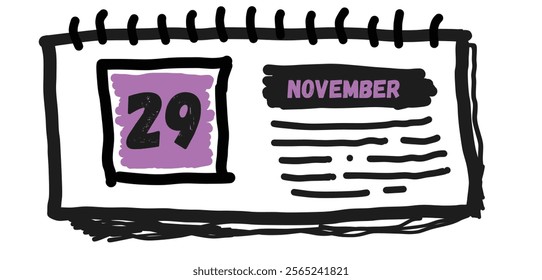 November 29th: Calendar Date Illustration