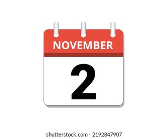 November, 2nd calendar icon vector, concept of schedule, business and tasks
