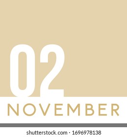 November 2nd Minimal Calendar Neutral Color. Vector illustration