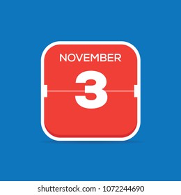 November 3 Calendar Flat Icon