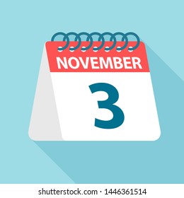 November 3 - Calendar Icon - Vector Illustration