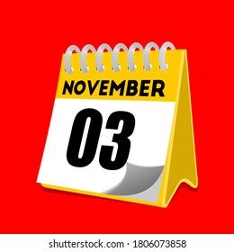 November 3 calendar icon vector illustration