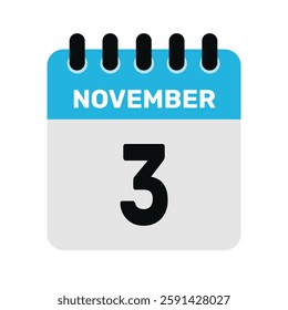 november 3 calendar icon Vector page month design