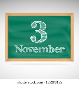 November 3, day calendar, school board, date